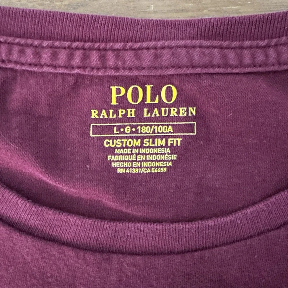 Polo Ralph‎ Lauren Men's Large Custom Slim Fit Pullover Shirt Burgundy Crew Neck